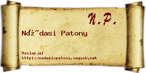 Nádasi Patony névjegykártya